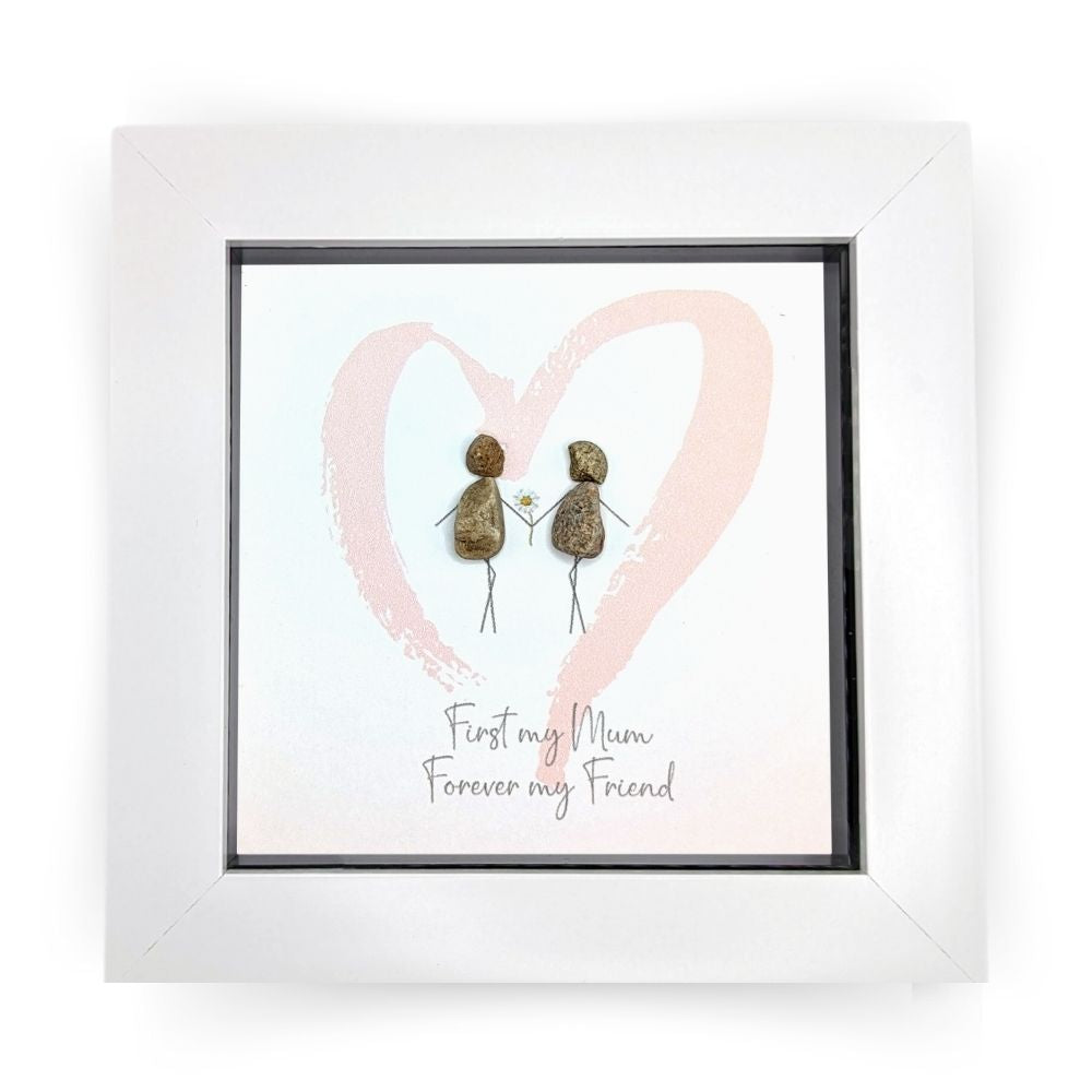 La De Da! Mum Forever My Friend Mini Pebble Art Pink Framed Print Gift Idea
