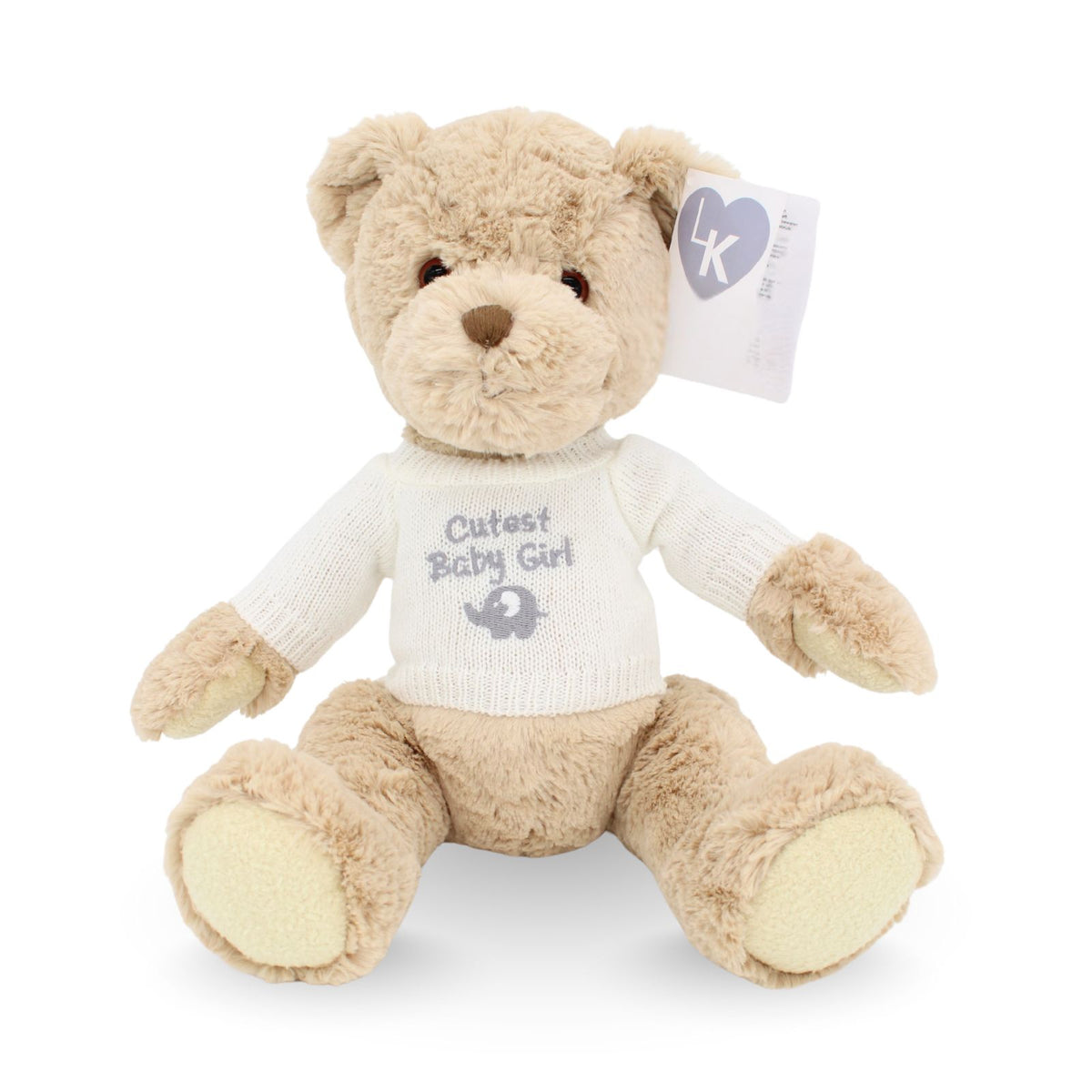 LK Bear Cutest Baby Girl Soft Teddy Wearing Knitted Jumper Plush Keepsake Gift