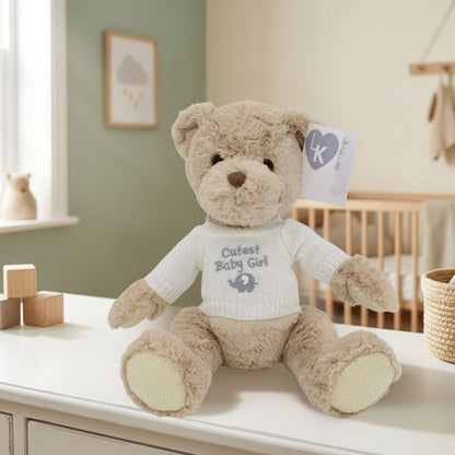LK Bear Cutest Baby Girl Soft Teddy Wearing Knitted Jumper Plush Keepsake Gift