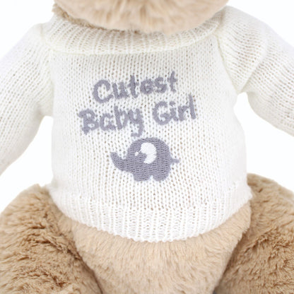 LK Bear Cutest Baby Girl Soft Teddy Wearing Knitted Jumper Plush Keepsake Gift