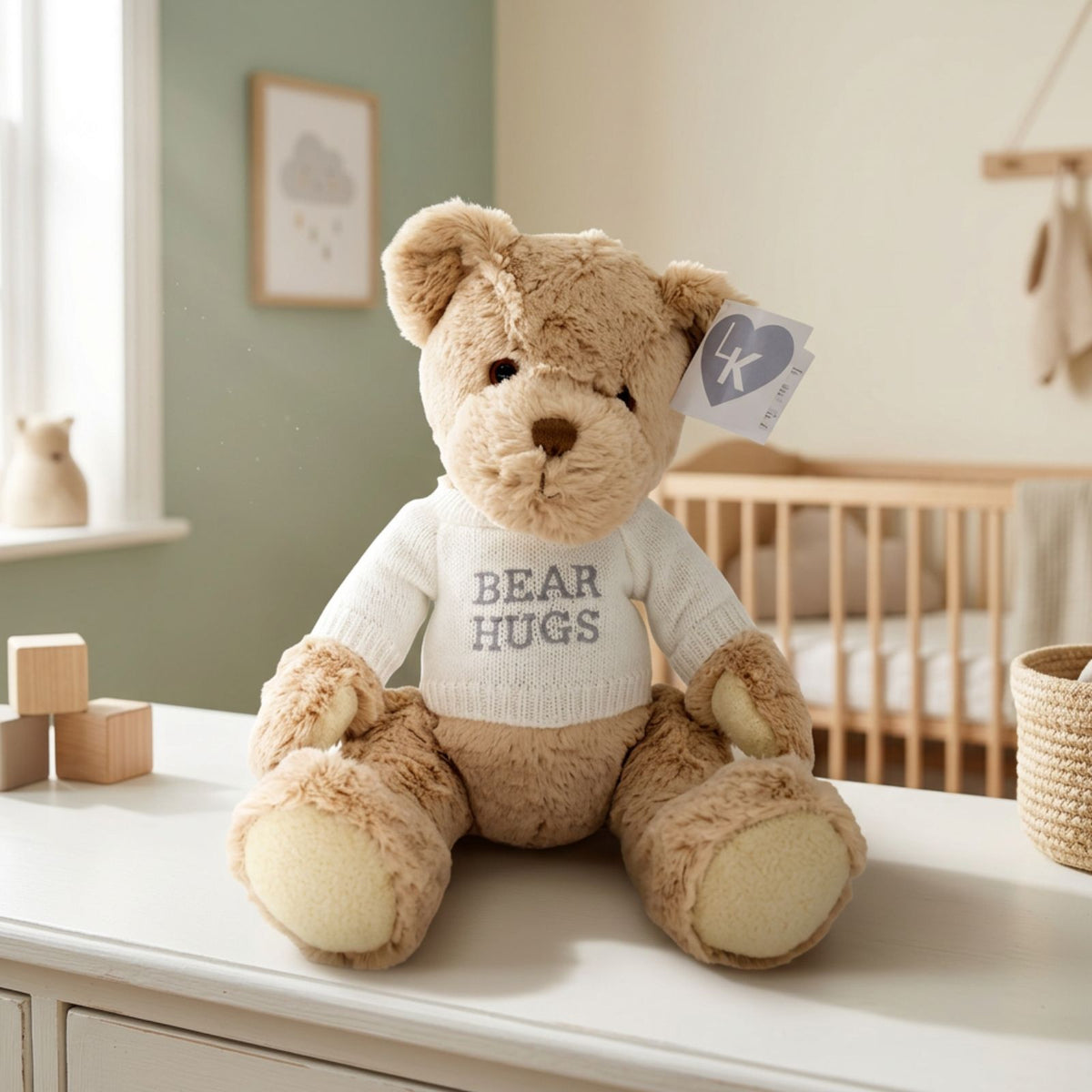 LK Bear Bear Hugs Soft Teddy Wearing Knitted Jumper Plush Keepsake Gift