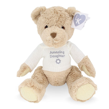 LK Bear Amazing Daughter Soft Teddy Wearing Knitted Jumper Plush Keepsake Gift