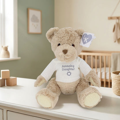 LK Bear Amazing Daughter Soft Teddy Wearing Knitted Jumper Plush Keepsake Gift