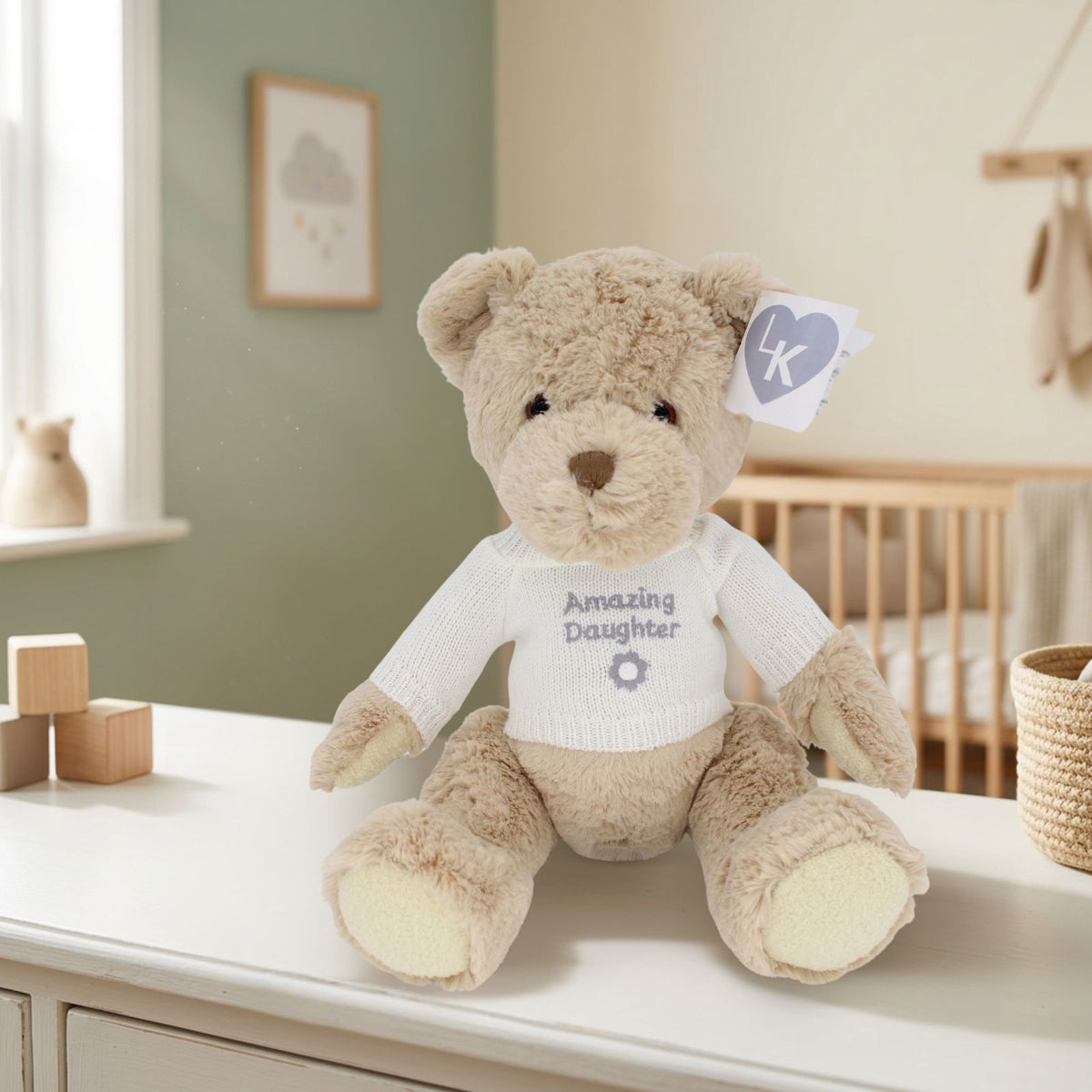LK Bear Amazing Daughter Soft Teddy Wearing Knitted Jumper Plush Keepsake Gift