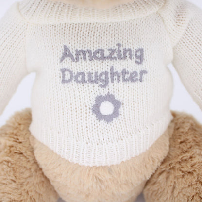 LK Bear Amazing Daughter Soft Teddy Wearing Knitted Jumper Plush Keepsake Gift