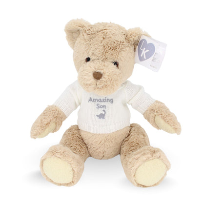 LK Bear Amazing Son Soft Teddy Wearing Knitted Jumper Plush Keepsake Gift