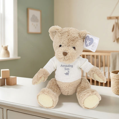 LK Bear Amazing Son Soft Teddy Wearing Knitted Jumper Plush Keepsake Gift
