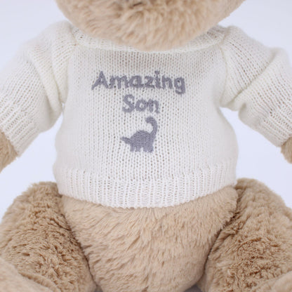 LK Bear Amazing Son Soft Teddy Wearing Knitted Jumper Plush Keepsake Gift