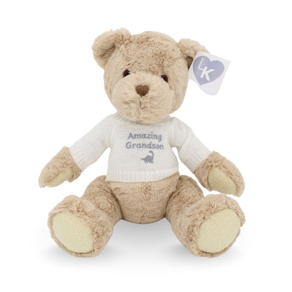 LK Bear Amazing Grandson Soft Teddy Wearing Knitted Jumper Plush Keepsake Gift