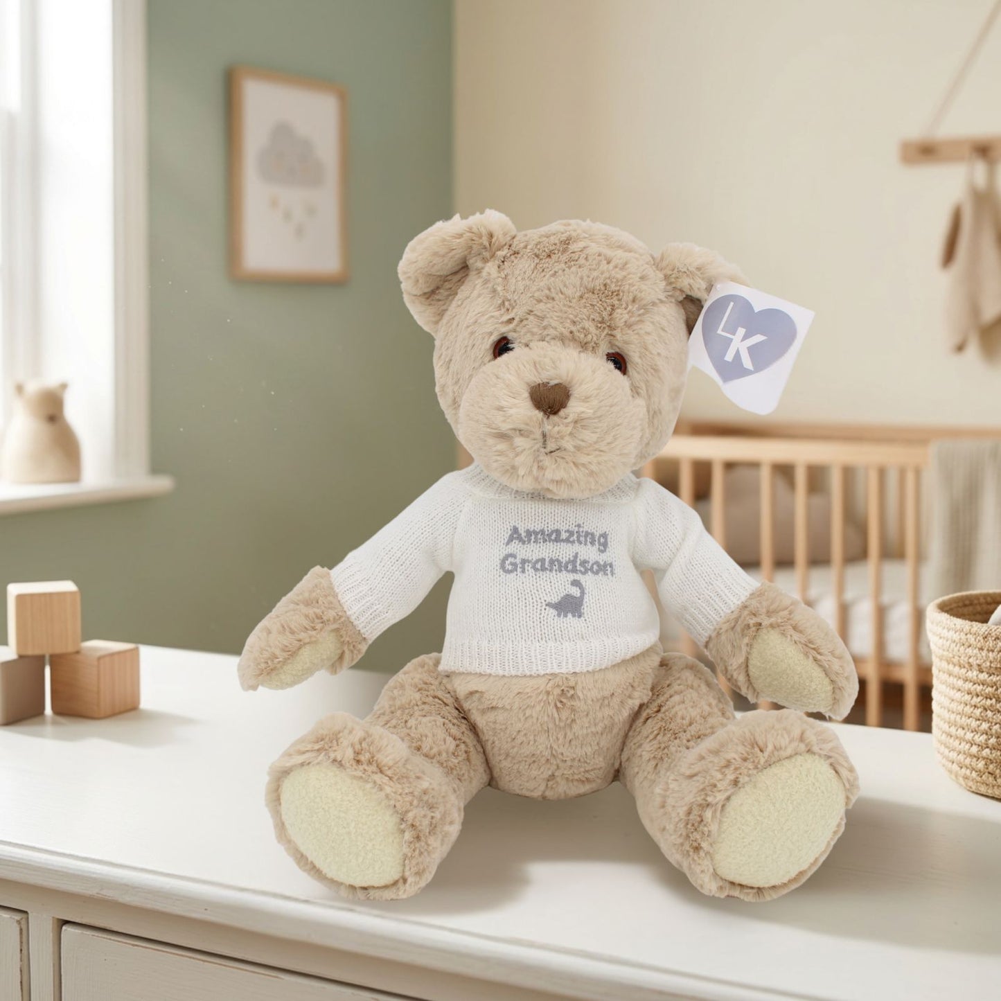 LK Bear Amazing Grandson Soft Teddy Wearing Knitted Jumper Plush Keepsake Gift
