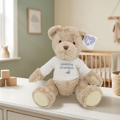 LK Bear Amazing Grandson Soft Teddy Wearing Knitted Jumper Plush Keepsake Gift