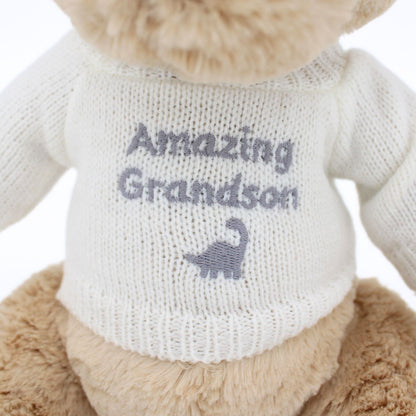 LK Bear Amazing Grandson Soft Teddy Wearing Knitted Jumper Plush Keepsake Gift