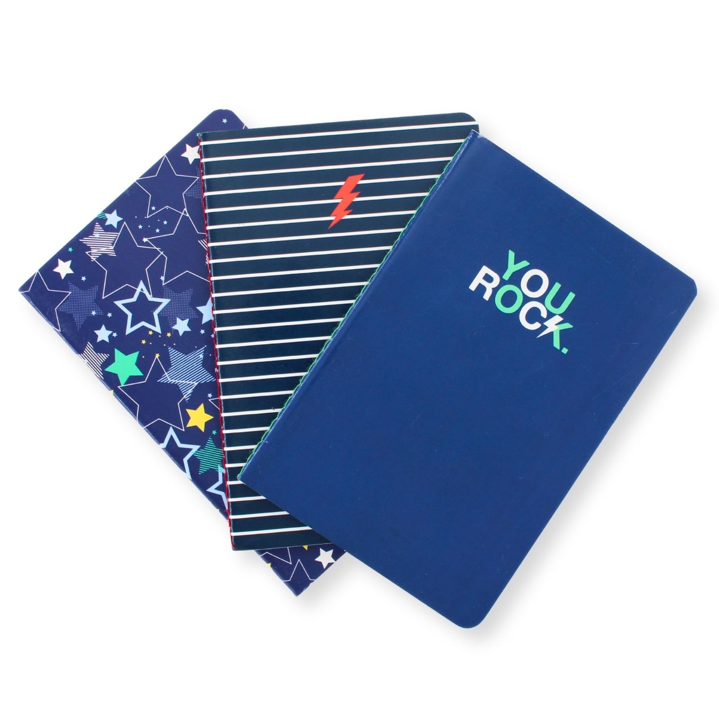 LK You Rock Set Of 3 A5 Notebooks 2 Ruled 1 Blank In Assorted Designs
