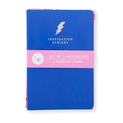 LK Inspiration Strikes Set Of 3 A5 Notebooks 2 Ruled 1 Blank In Assorted Designs
