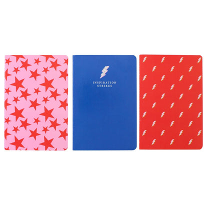 LK Inspiration Strikes Set Of 3 A5 Notebooks 2 Ruled 1 Blank In Assorted Designs