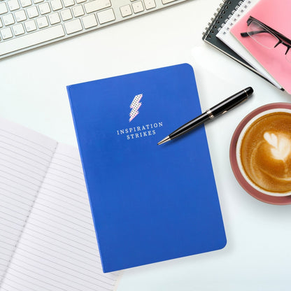 LK Blue 'Inspiration Strikes' Softcover Lined A5 Notebook Fun Stationery Gift