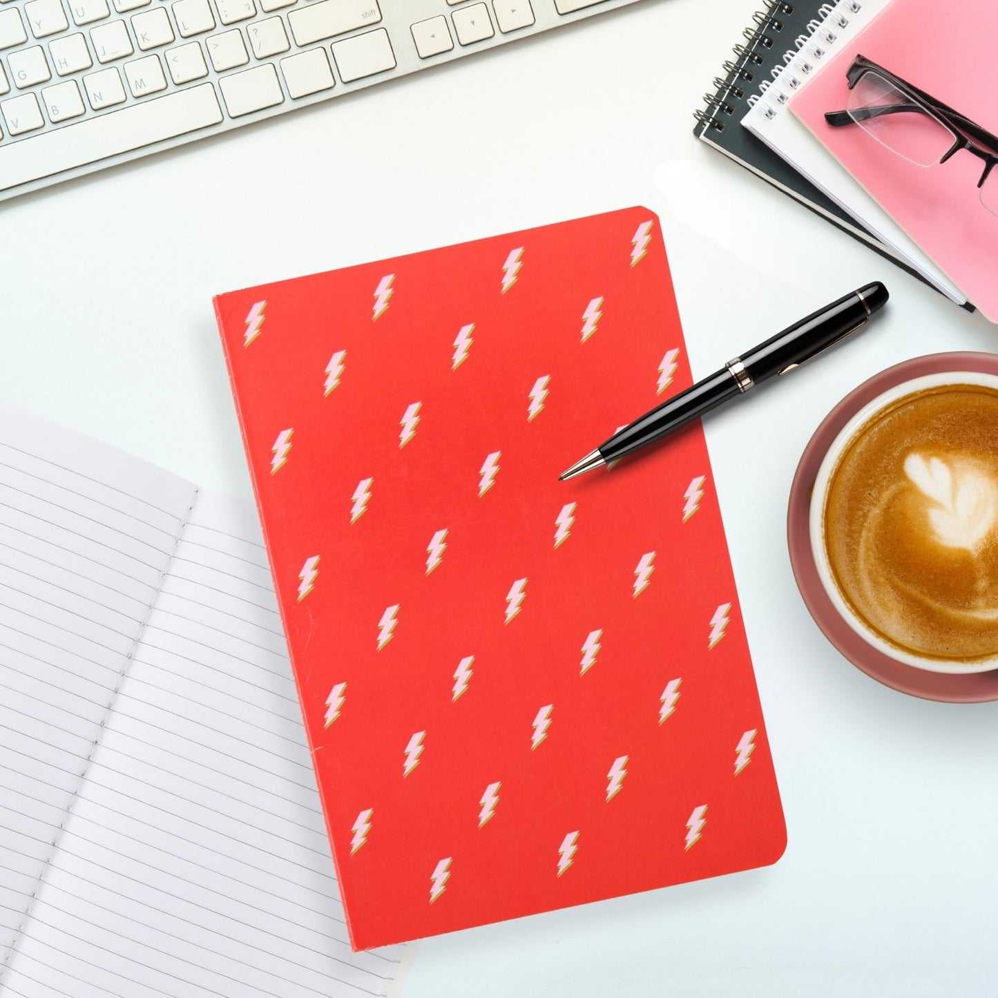 LK Red Lightning Bolt Softcover Lined A5 Notebook Fun Stationery Notes Gift
