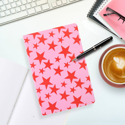 LK Red Pink Stars Softcover Blank A5 Notebook Fun Stationery Notes Gift