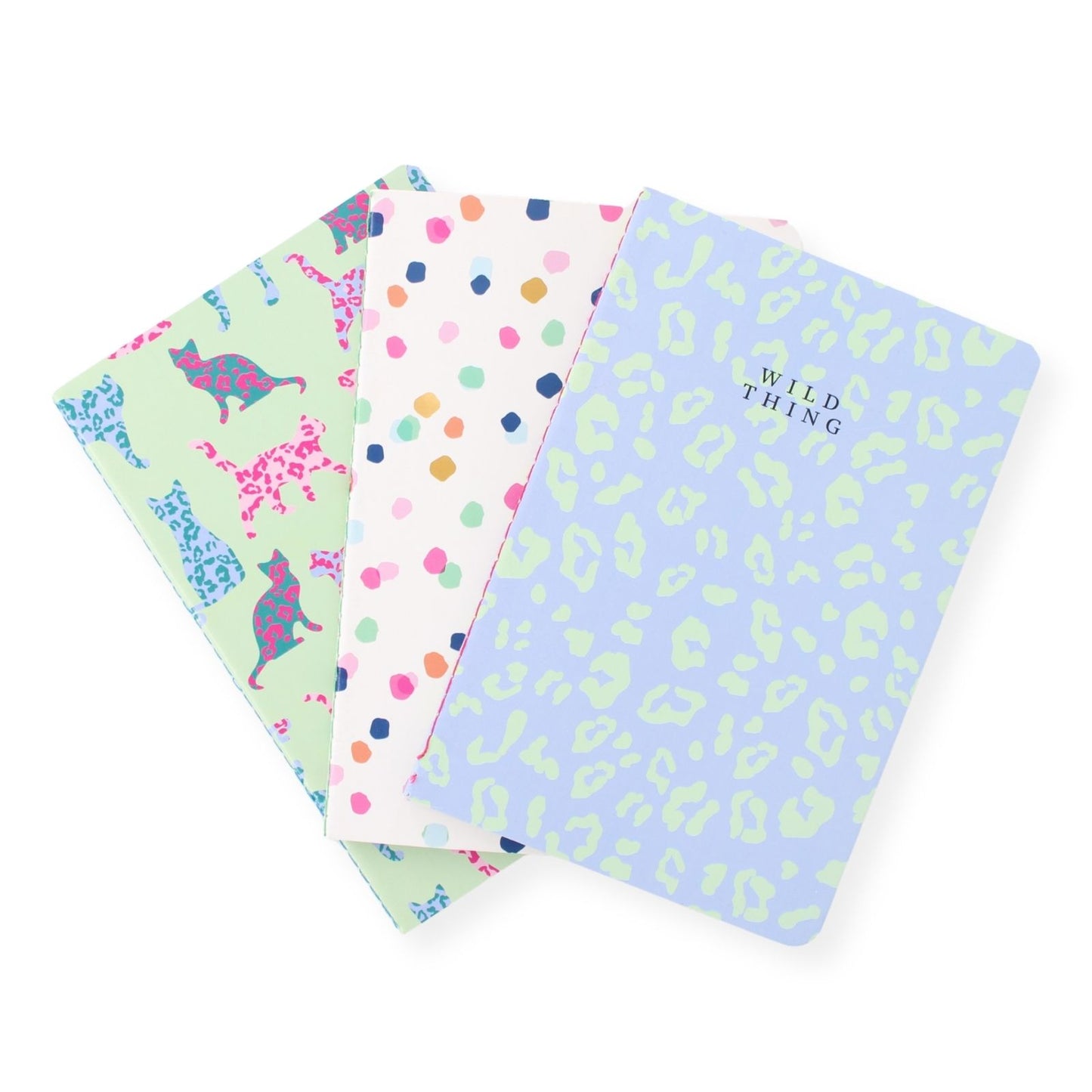 LK Wild Thing Cats Set Of 3 A5 Notebooks 2 Ruled 1 Blank In Assorted Designs