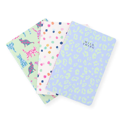 LK Wild Thing Cats Set Of 3 A5 Notebooks 2 Ruled 1 Blank In Assorted Designs