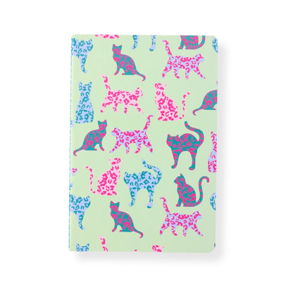 LK Cats In Leopard Print Softcover Lined A5 Notebook Fun Stationery Notes Gift