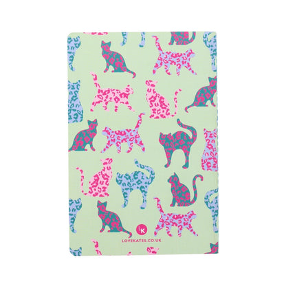 LK Cats In Leopard Print Softcover Lined A5 Notebook Fun Stationery Notes Gift