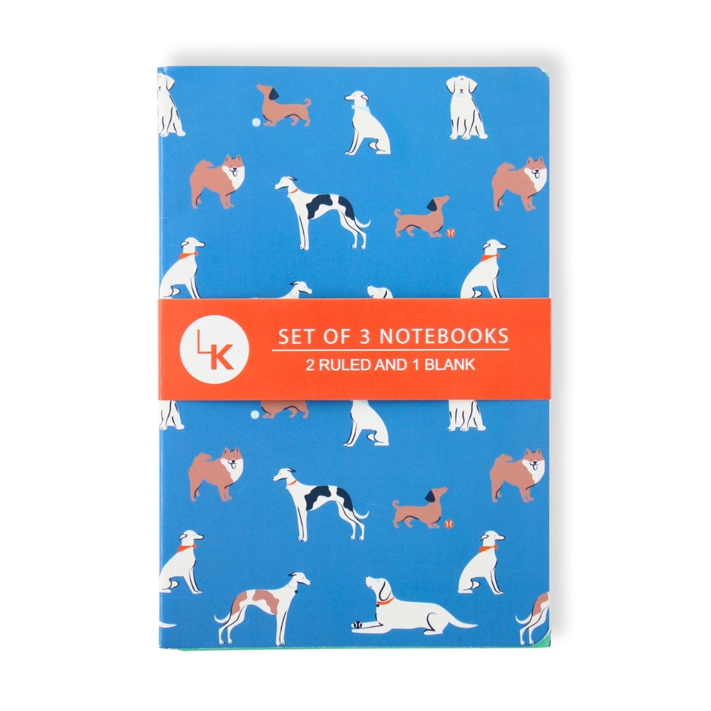 LK Dogs & Dachshund Set Of 3 A5 Notebooks 2 Ruled 1 Blank In Assorted Designs