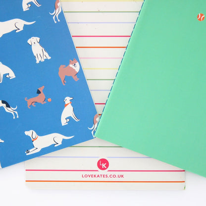 LK Dogs & Dachshund Set Of 3 A5 Notebooks 2 Ruled 1 Blank In Assorted Designs