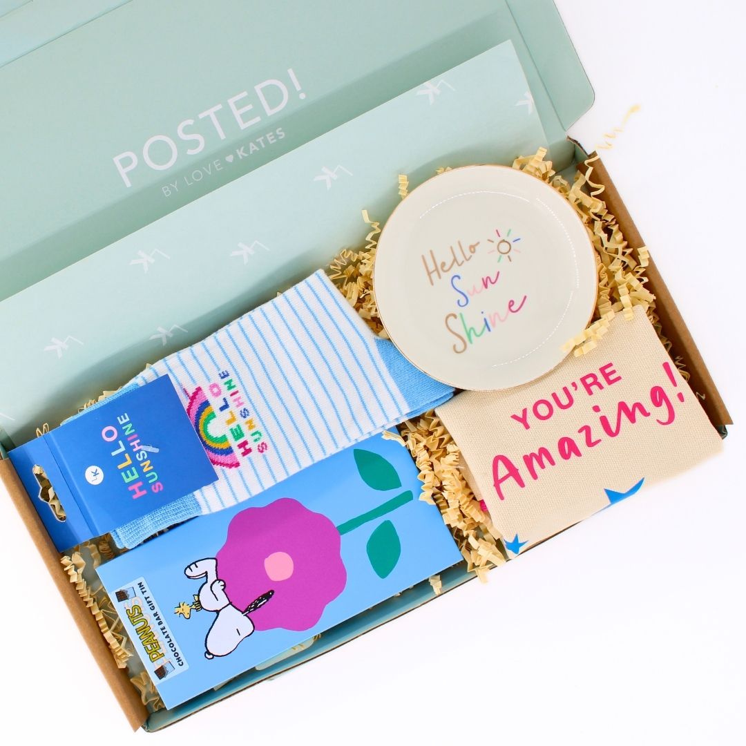 POSTED! Hello Sunshine Letterbox Gift For Her With Snoopy Chocolate Tin & Treats