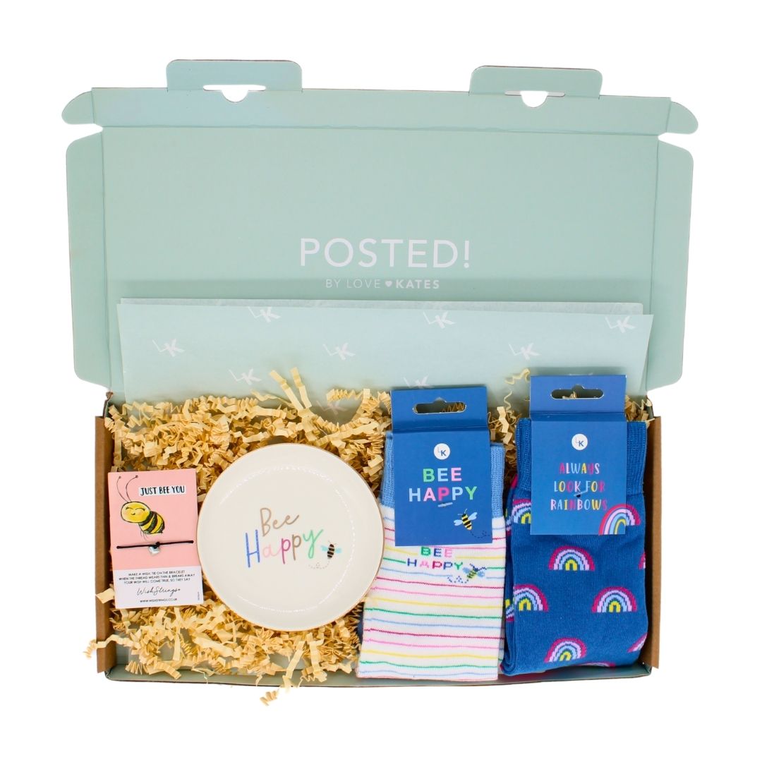 POSTED! Bee Happy Letterbox Gift For Her Feel Good Socks & Pamper Treats