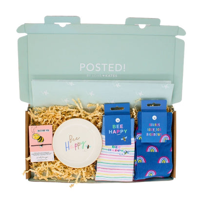 POSTED! Bee Happy Letterbox Gift For Her Feel Good Socks & Pamper Treats