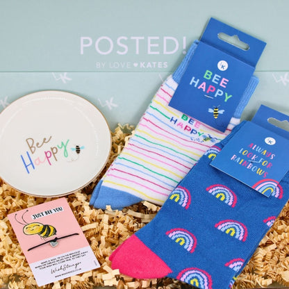 POSTED! Bee Happy Letterbox Gift For Her Feel Good Socks & Pamper Treats