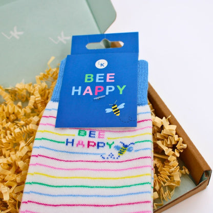 POSTED! Bee Happy Letterbox Gift For Her Feel Good Socks & Pamper Treats