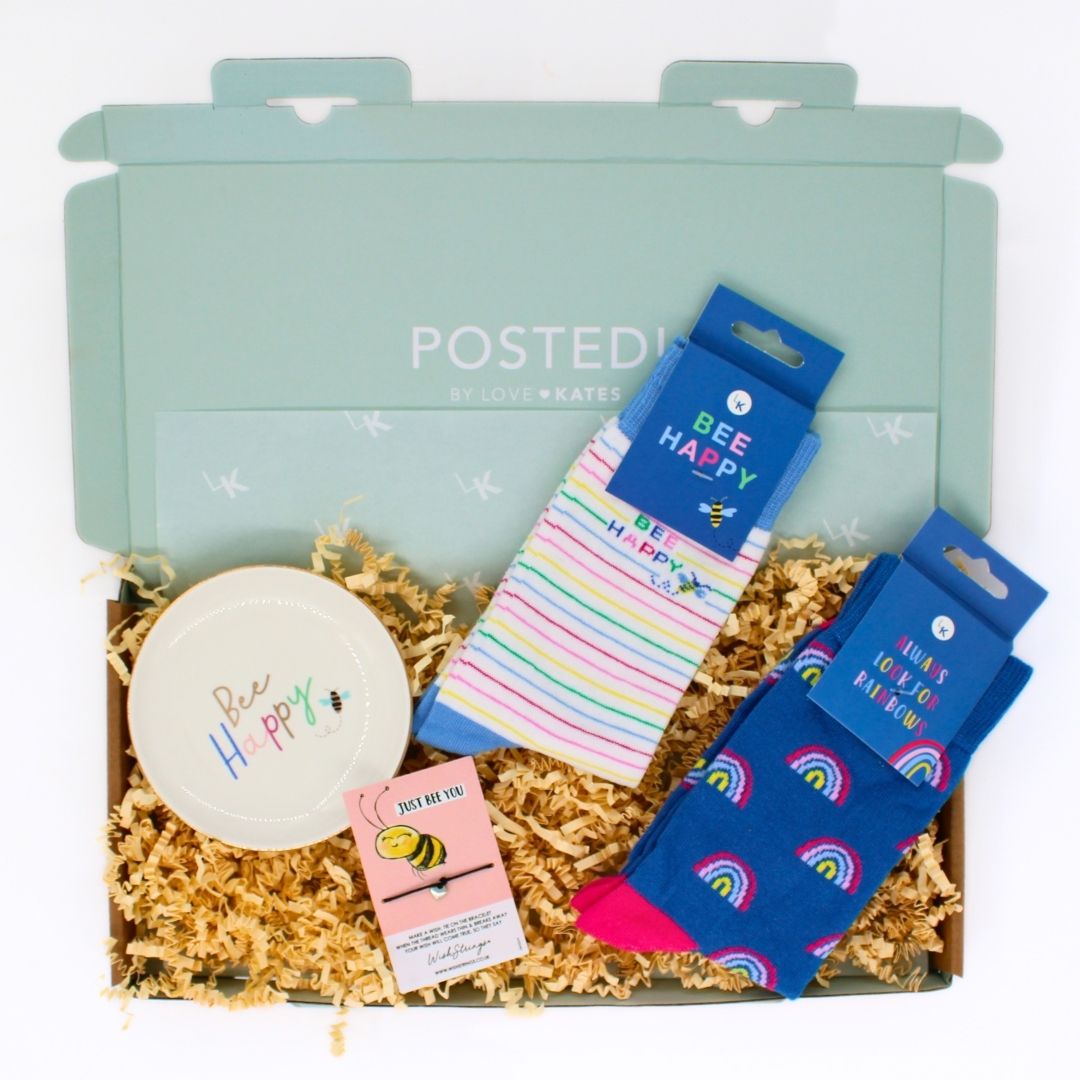 POSTED! Bee Happy Letterbox Gift For Her Feel Good Socks & Pamper Treats