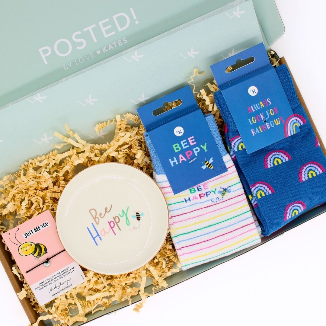 POSTED! Bee Happy Letterbox Gift For Her Feel Good Socks & Pamper Treats