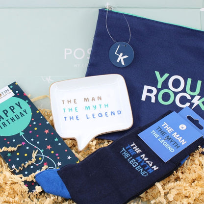 POSTED! Birthday Legend You Rock Letterbox Gift For Him Includes Chocolate Tin