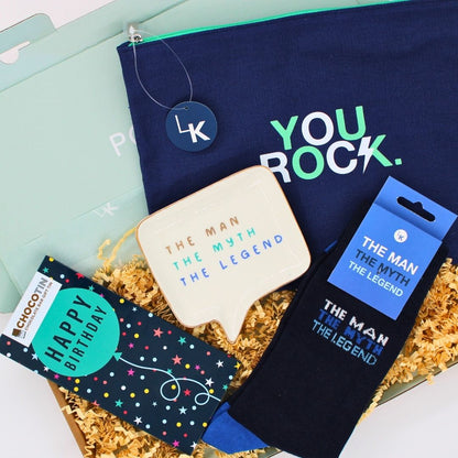 POSTED! Birthday Legend You Rock Letterbox Gift For Him Includes Chocolate Tin