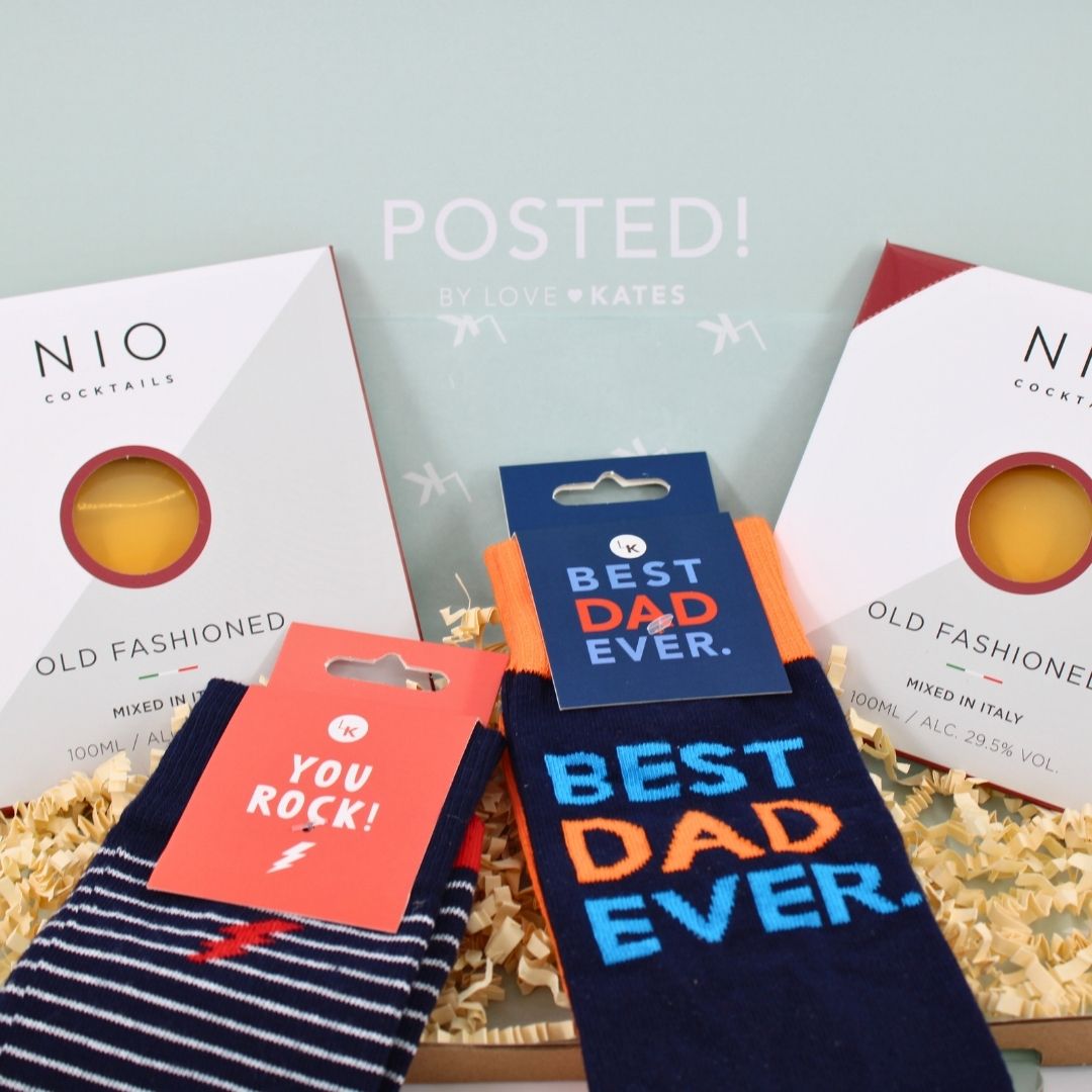 POSTED! Cheers To You Dad Letterbox Gift For Him Includes NIO Cocktails & Socks