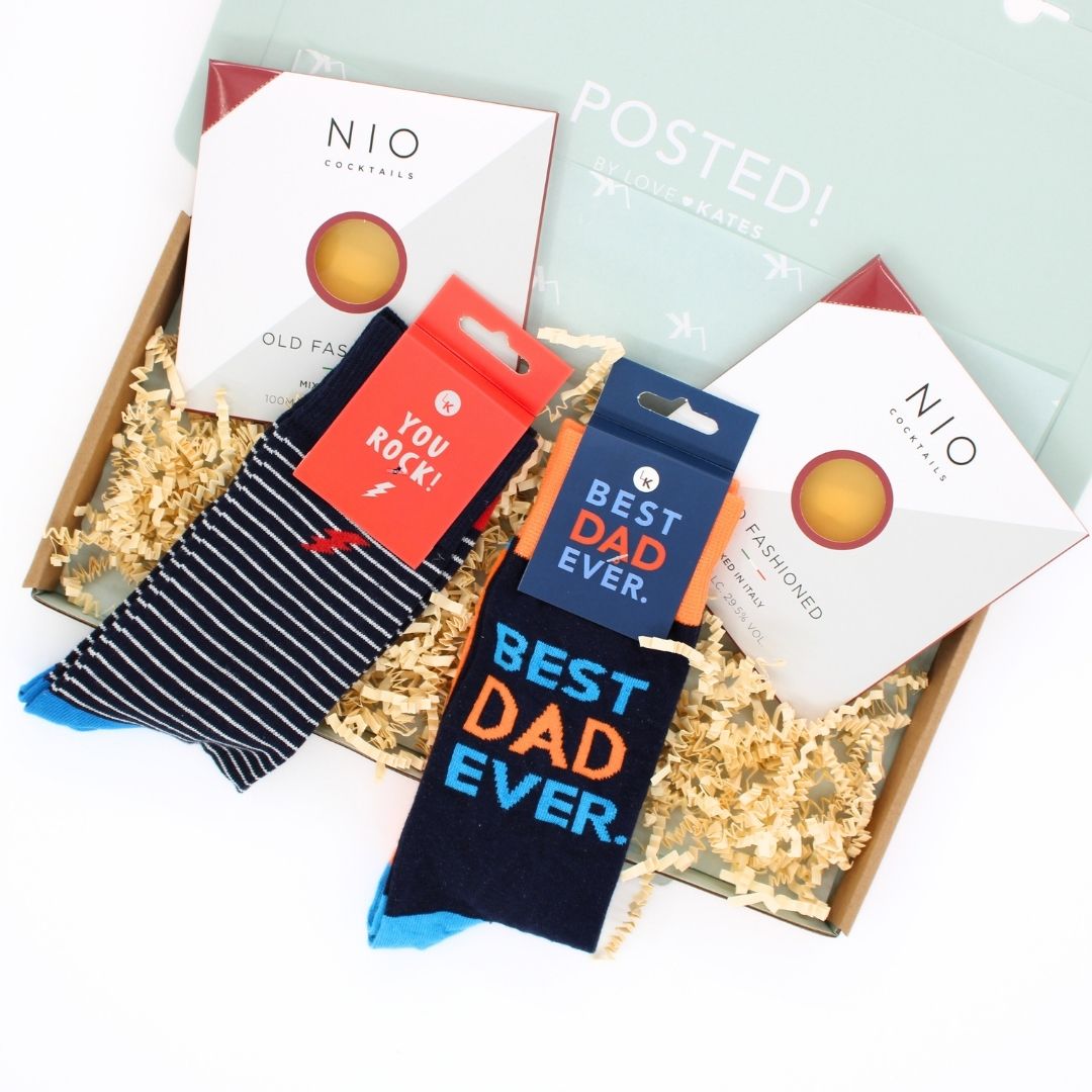 POSTED! Cheers To You Dad Letterbox Gift For Him Includes NIO Cocktails & Socks