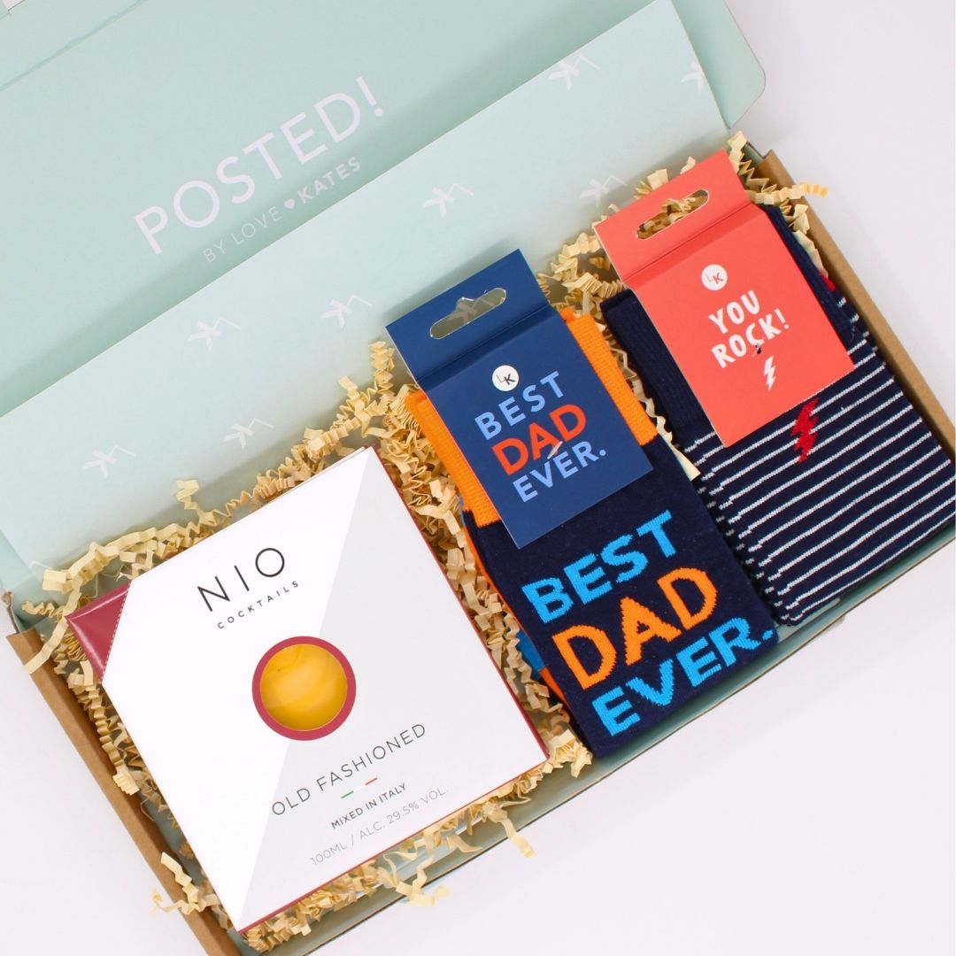 POSTED! Cheers To You Dad Letterbox Gift For Him Includes NIO Cocktails & Socks