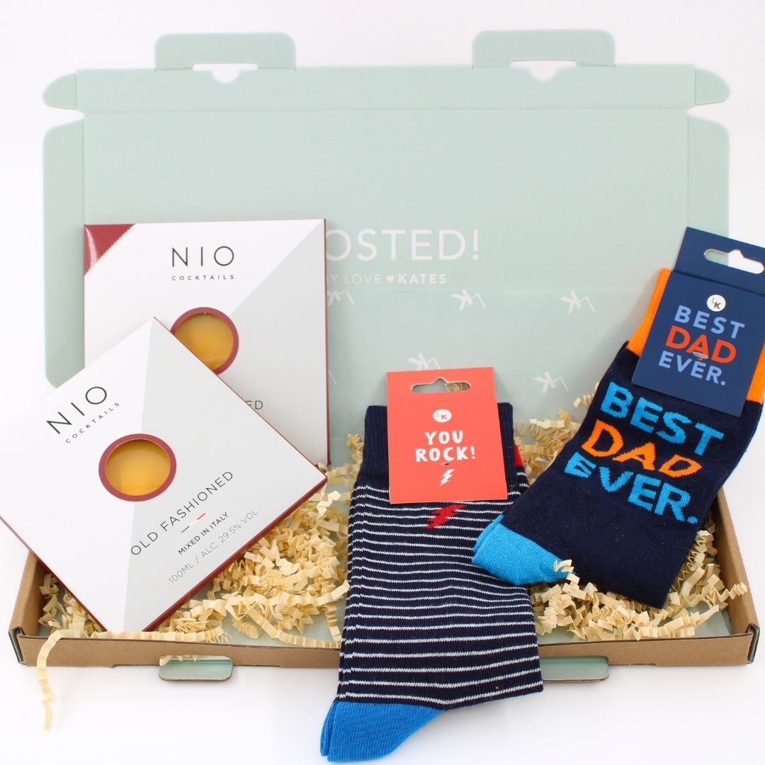POSTED! Cheers To You Dad Letterbox Gift For Him Includes NIO Cocktails & Socks