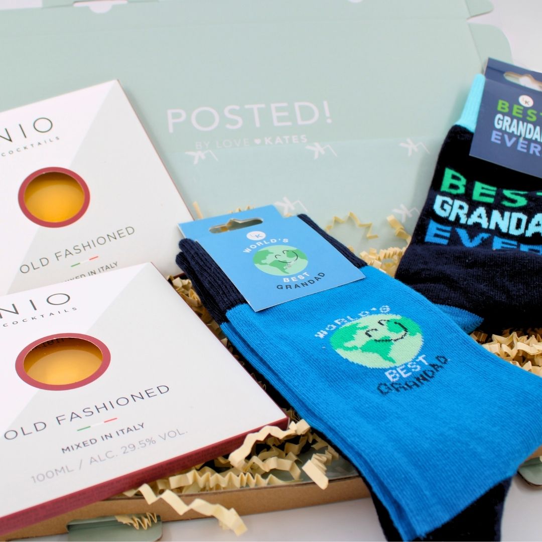 POSTED! Grandad Cheers To You Letterbox Gift Includes NIO Cocktails & Socks