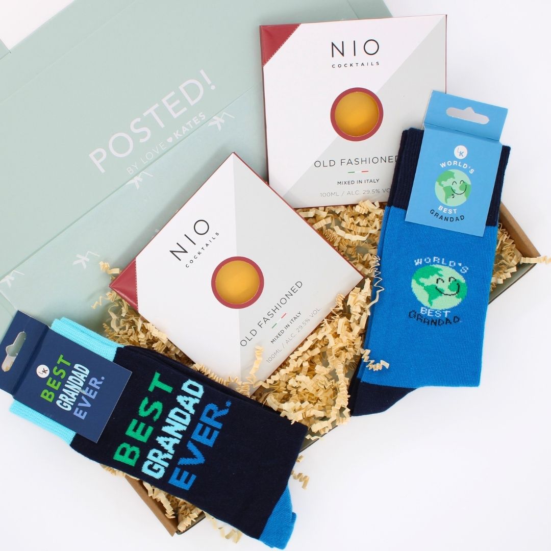 POSTED! Grandad Cheers To You Letterbox Gift Includes NIO Cocktails & Socks