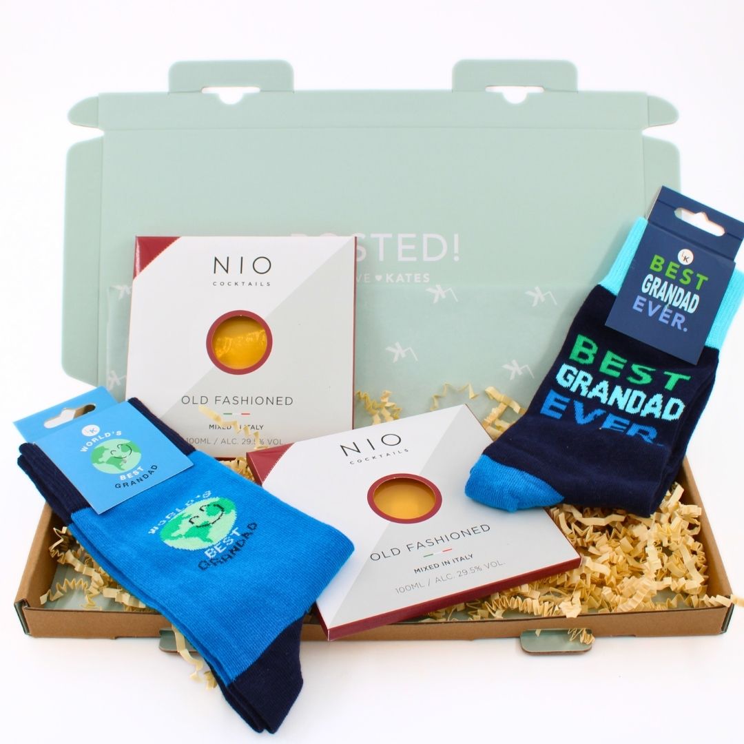 POSTED! Grandad Cheers To You Letterbox Gift Includes NIO Cocktails & Socks