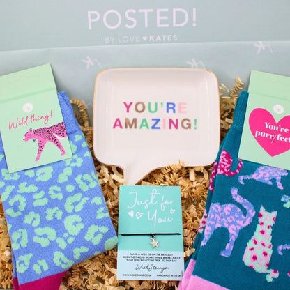 POSTED! You're Purrfect Letterbox Gift For Her Cat Lover Socks & Pamper Treats