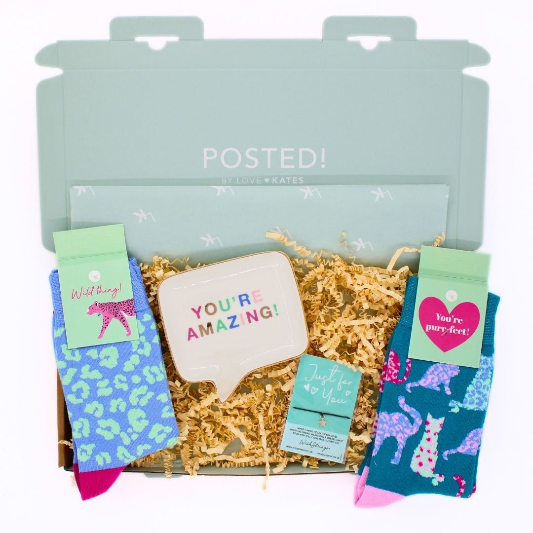 POSTED! You're Purrfect Letterbox Gift For Her Cat Lover Socks & Pamper Treats