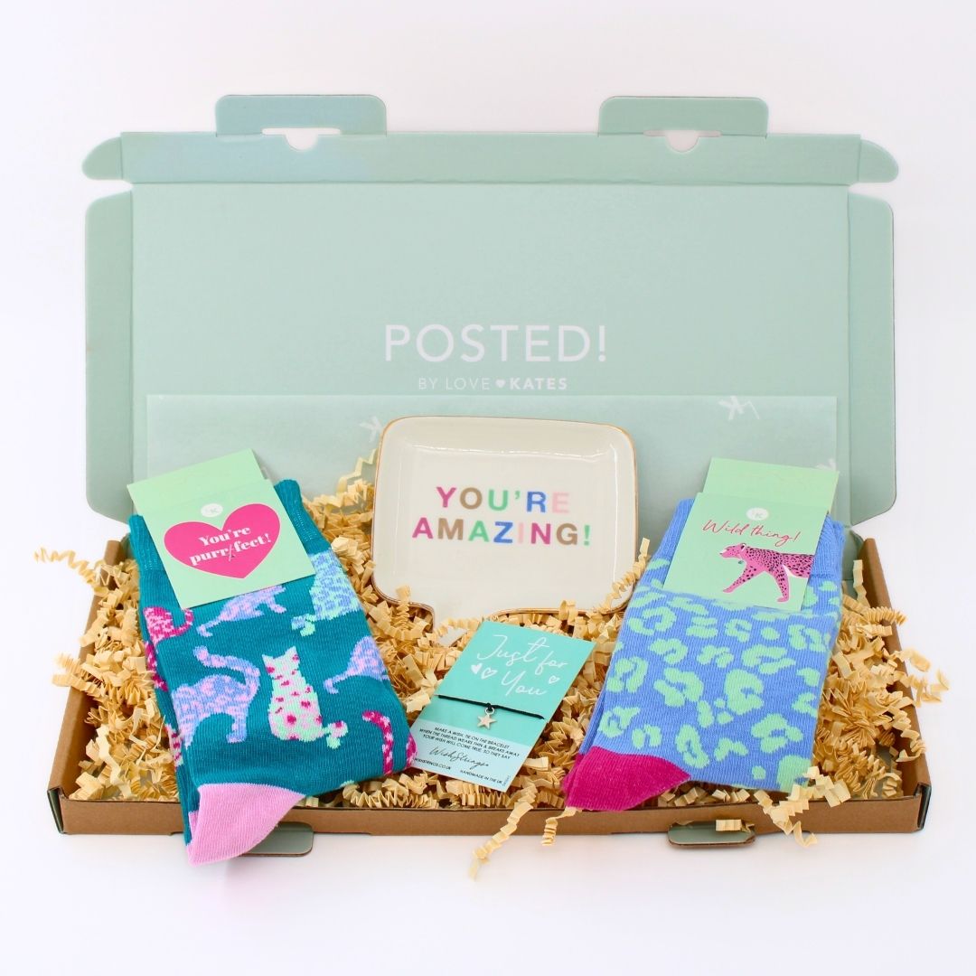 POSTED! You're Purrfect Letterbox Gift For Her Cat Lover Socks & Pamper Treats