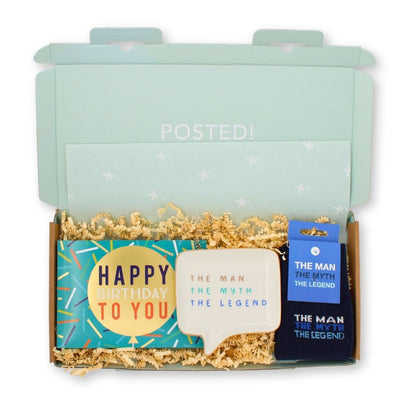 POSTED! Birthday Legend Letterbox Gift Includes Pop Up Treat Tray Card For Him