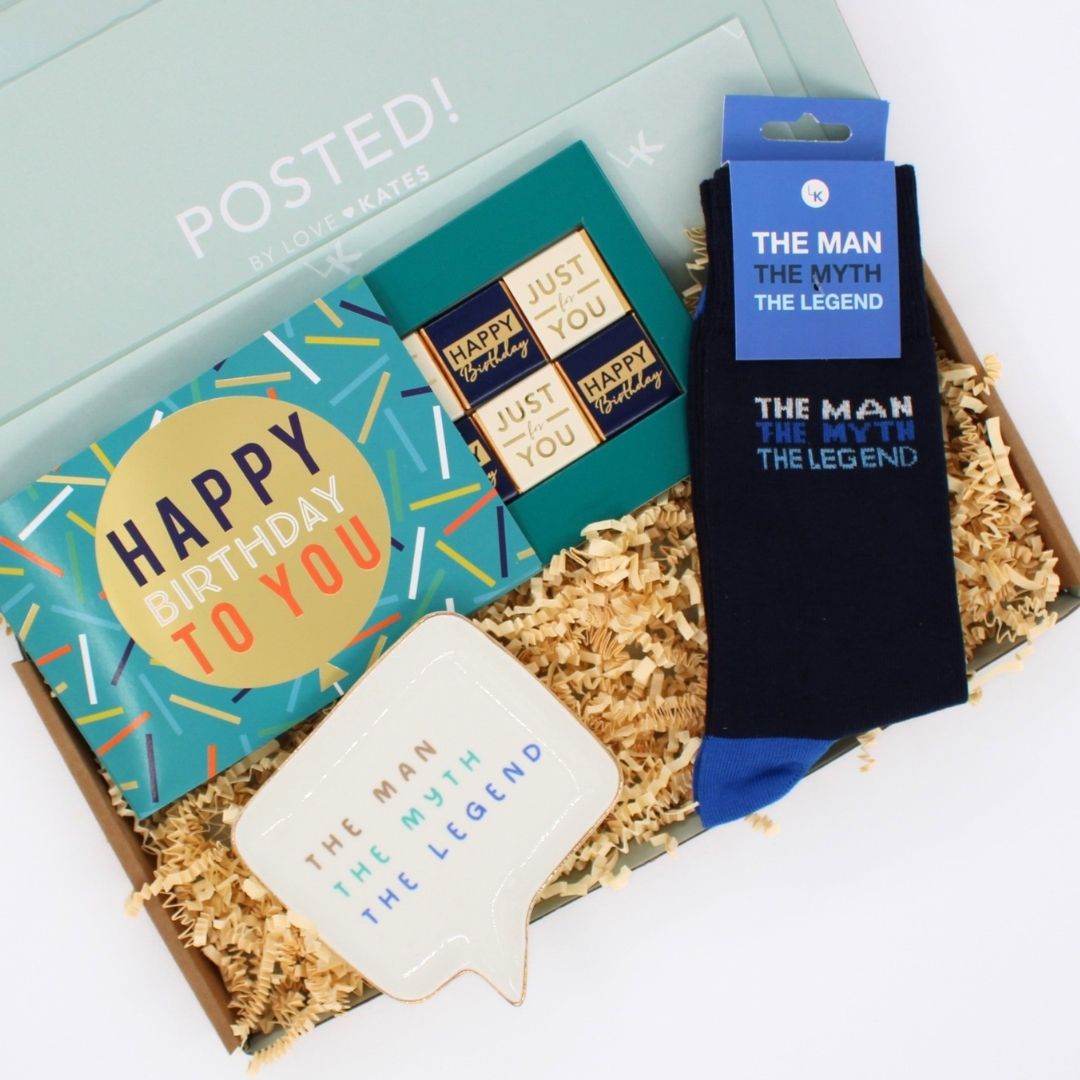 POSTED! Birthday Legend Letterbox Gift Includes Pop Up Treat Tray Card For Him