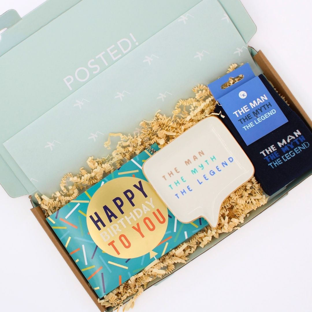 POSTED! Birthday Legend Letterbox Gift Includes Pop Up Treat Tray Card For Him
